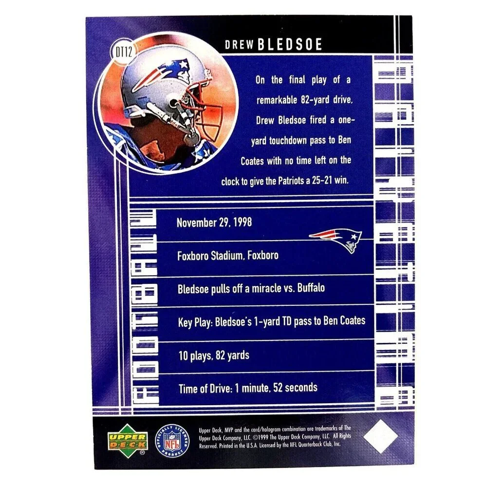 Drew Bledsoe 1999 Upper Deck MVP Drive Time Insert #12 NFL New England Patriots